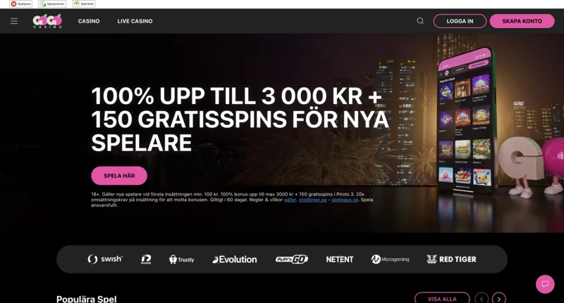 Skärmdump av GoGo Casino