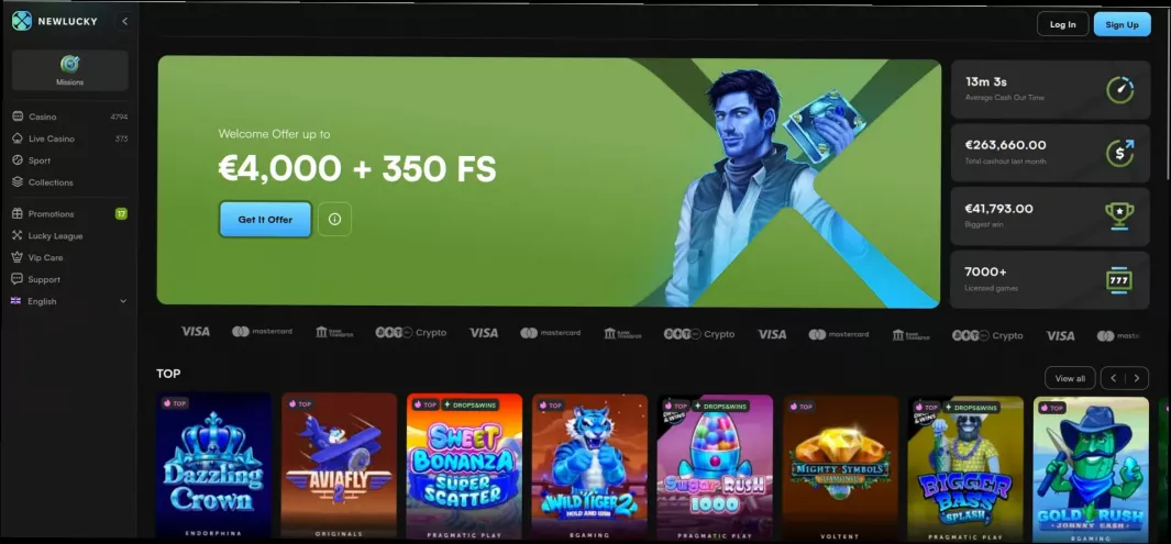 Skärmdump av NewLucky Casino